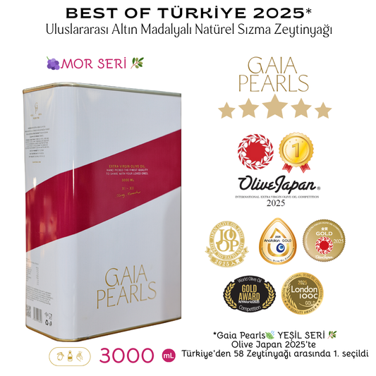 Gaia Pearls Mor Seri - Olgun Hasat Soğuk Sıkım Natürel Sızma Zeytinyağı 3 Lt