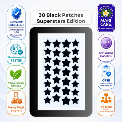 Mari Care Feel Cute Pimple Patches - Superstars Edition Siyah 30 Adet