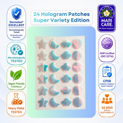 Mari Care Feel Cute Pimple Patches - Super Variety Edition Hologram 24 Adet