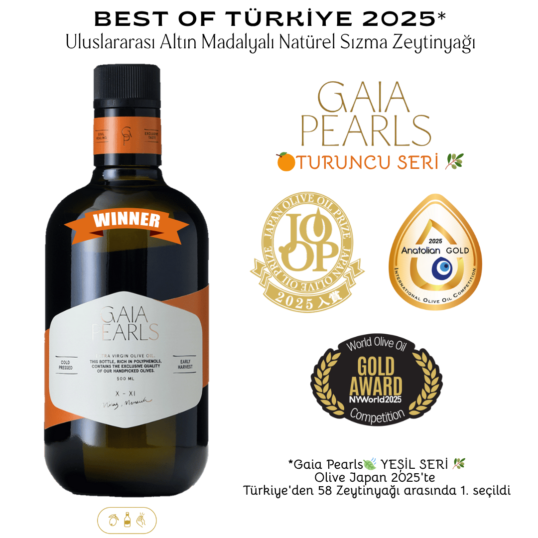 Gaia Pearls Turuncu Seri - Erken Hasat Soğuk Sıkım Natürel Sızma Zeytinyağı