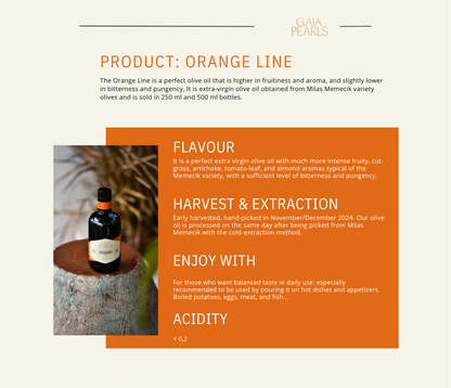 Gaia Pearls Turuncu Seri - Erken Hasat Soğuk Sıkım Natürel Sızma Zeytinyağı