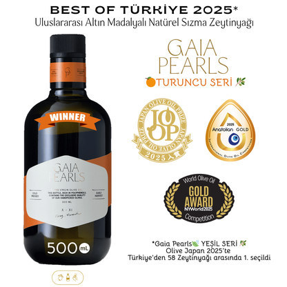 Gaia Pearls Turuncu Seri - Erken Hasat Soğuk Sıkım Natürel Sızma Zeytinyağı
