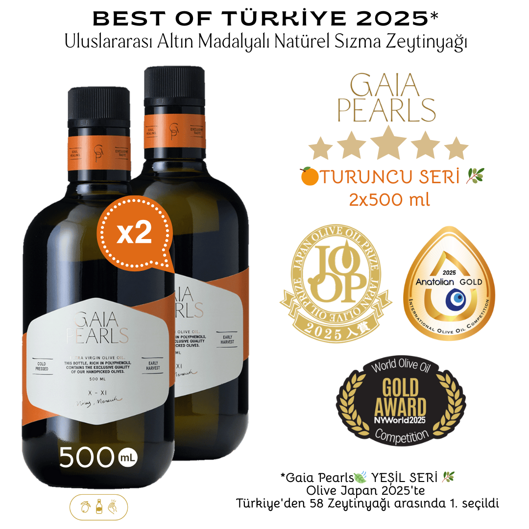 Gaia Pearls Turuncu Seri - Erken Hasat Soğuk Sıkım Natürel Sızma Zeytinyağı