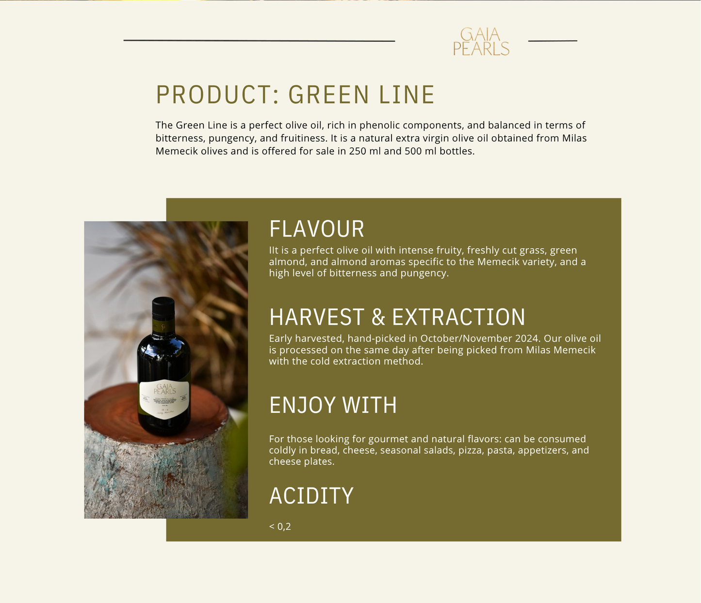 Gaia Pearls Hediyelik -Yeşil Seri   Erken Hasat Soğuk Sıkım 3x100ml