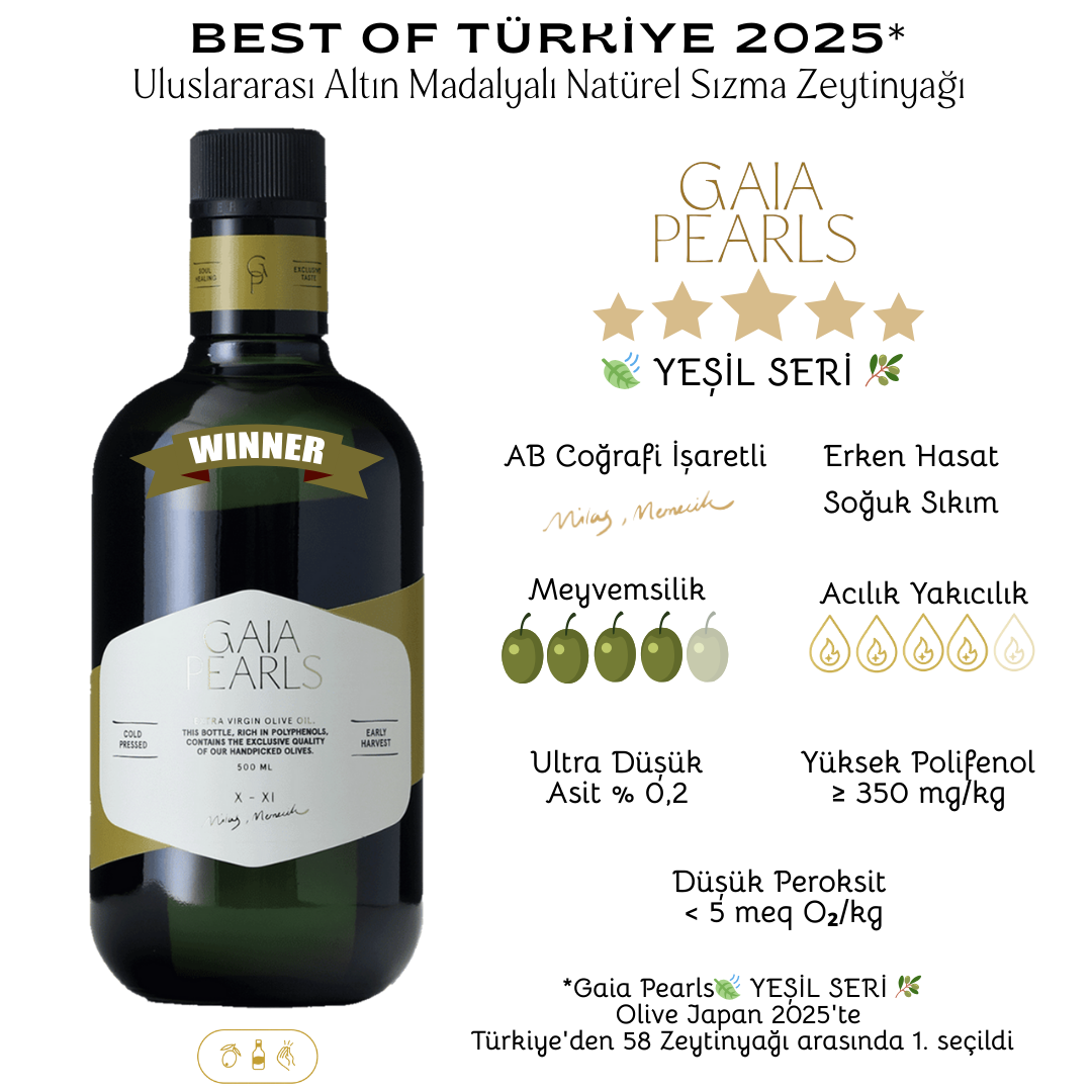 Gaia Pearls Hediyelik -Yeşil Seri   Erken Hasat Soğuk Sıkım 3x100ml