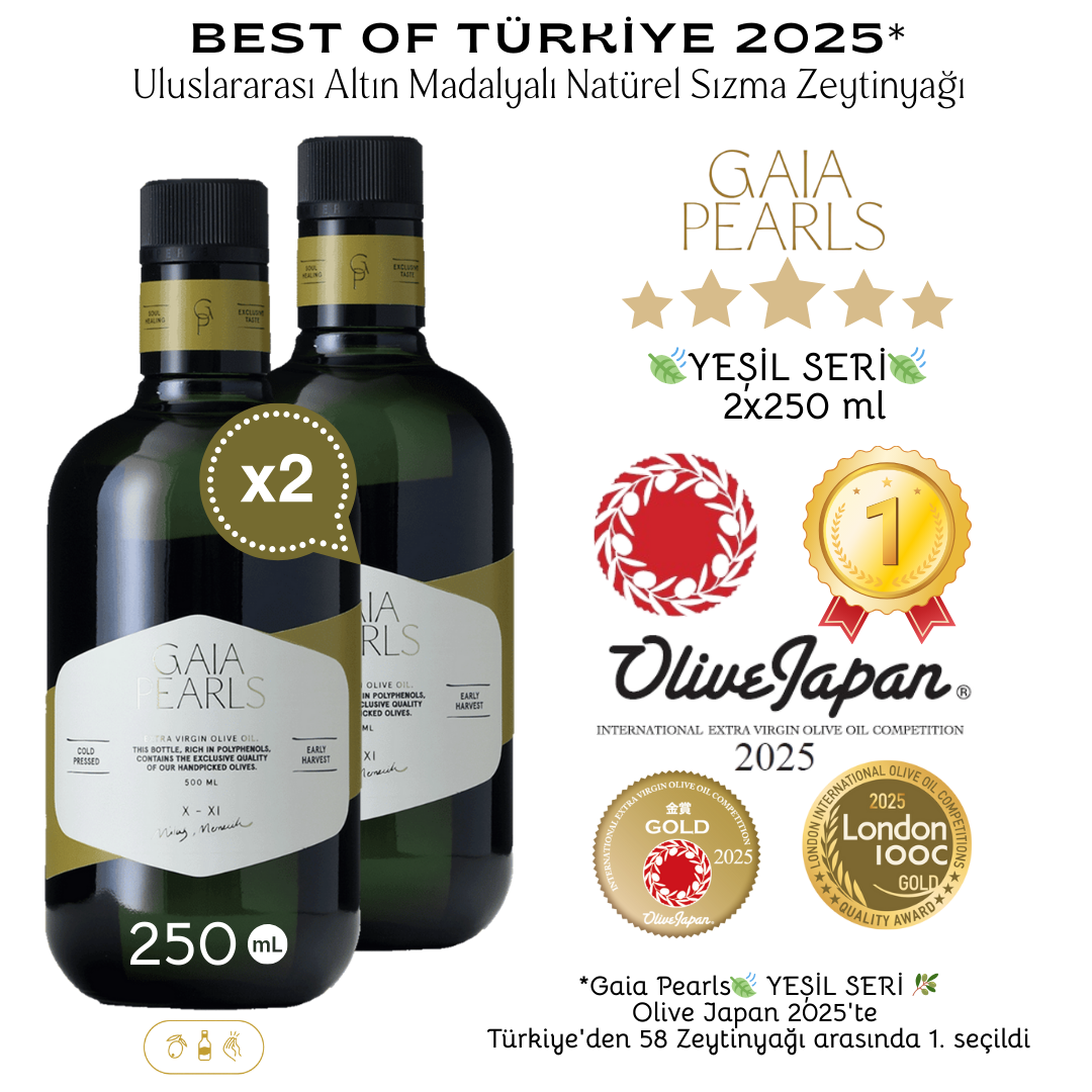 Gaia Pearls Yeşil Seri - Erken Hasat Soğuk Sıkım Natürel Sızma Zeytinyağı