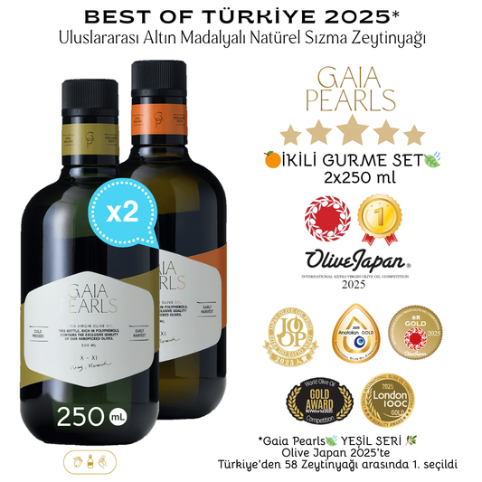 Gaia Pearls Gurme Set - Erken Hasat Soğuk Sıkım Zeytinyağı Seti