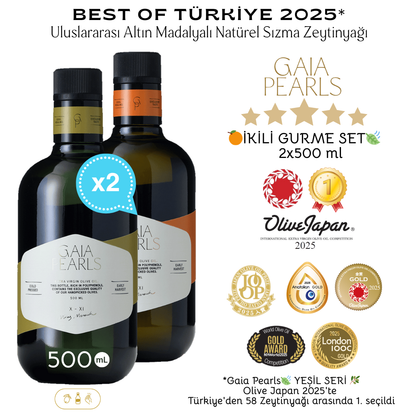 Gaia Pearls Gurme Set - Erken Hasat Soğuk Sıkım Zeytinyağı Seti