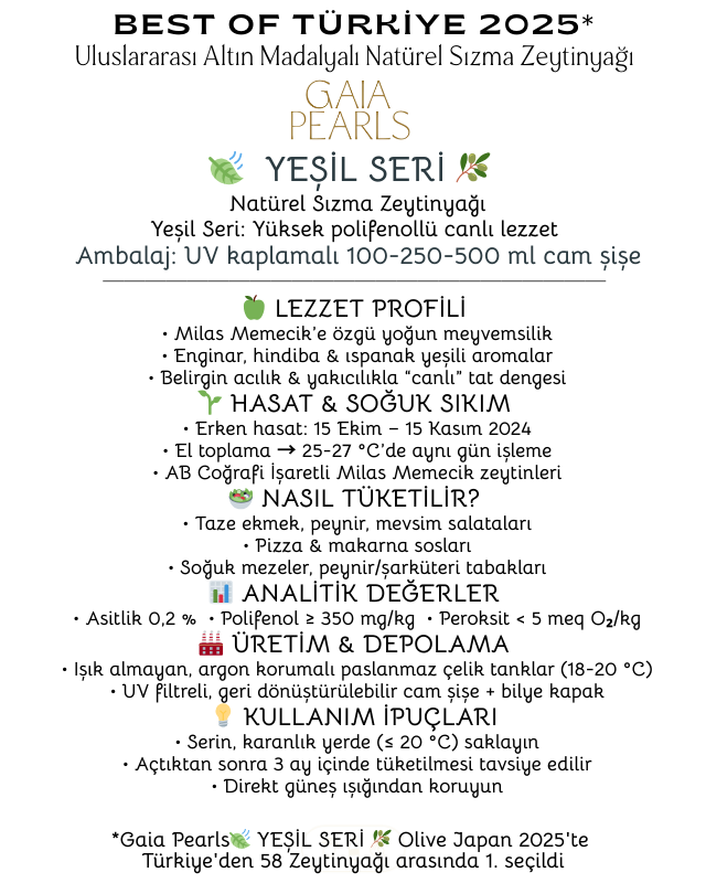 Gaia Pearls Hediyelik -Yeşil Seri   Erken Hasat Soğuk Sıkım 3x100ml