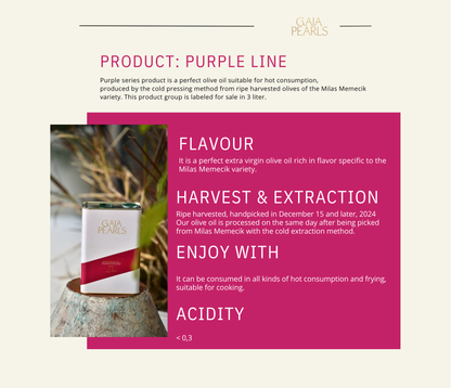 Gaia Pearls Mor Seri - Olgun Hasat Soğuk Sıkım Natürel Sızma Zeytinyağı 3 Lt